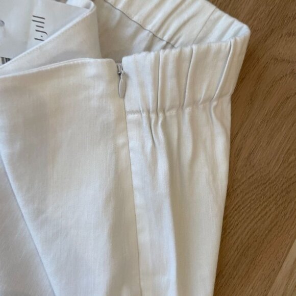 J. Jill White Linen Stretch Cropped Ankle Pants NWT Elastic Waist Button Cuff L - Picture 6 of 8